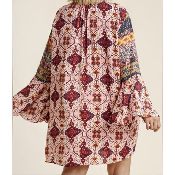 UMGEE Women’s Boho Tunic Mini Dress Small Size Bell Sleeves Rayon - Picture 12 of 12